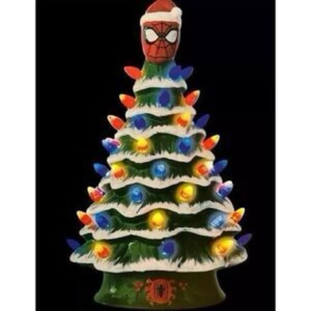 New in Box Ceramic Spider-Man Light Up Christmas Tree Holiday Marvel Home Decor